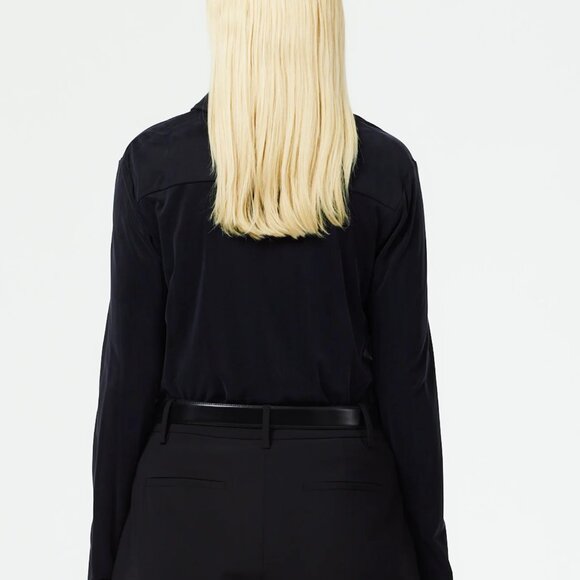 Tibi Deeba Cupro Slim Shirt, black, 00, NWT - Picture 7 of 7